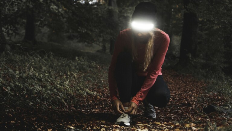 HOKOLITE X-230 Wide-Beam LED Beanie provides 1,200 lumens of brightness for outdoor use