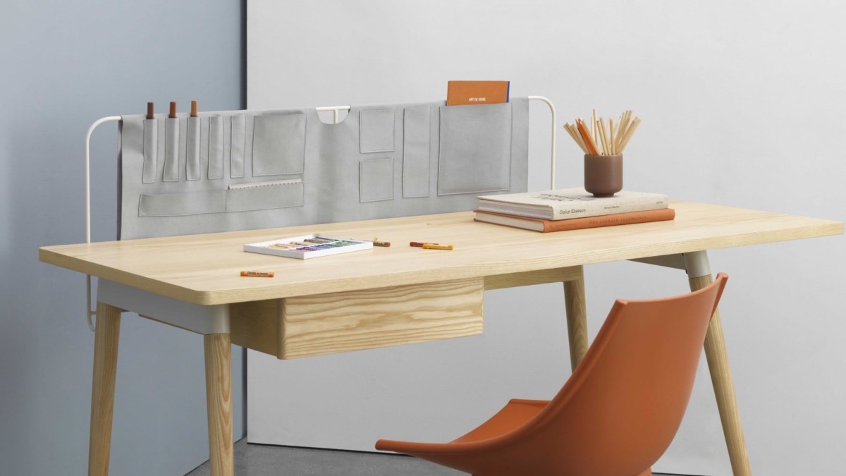 A statement desk brings nature indoors