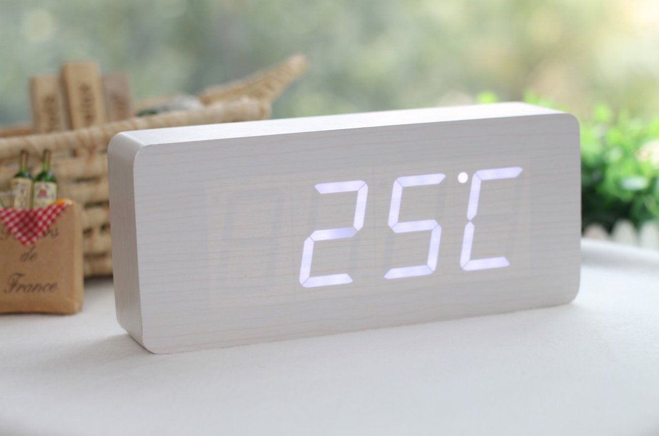 Wood Grain LED Alarm Clock